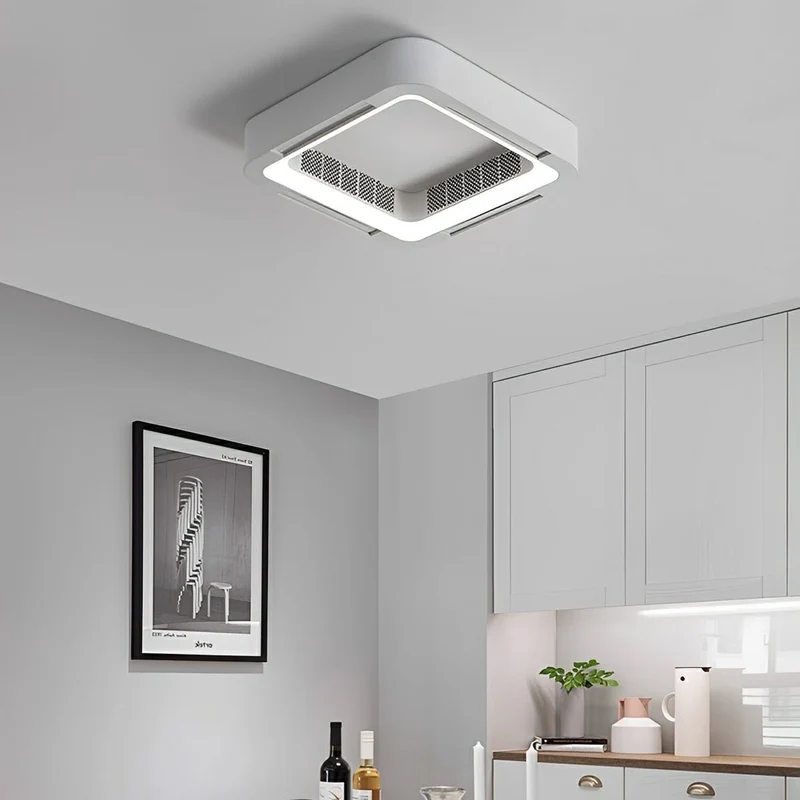 LED Plafondlamp met Ventilator Dimbaar 45W 4500lm Afstandsbediening Wit Modern Minimalistisch Woonkamer | Sansoti