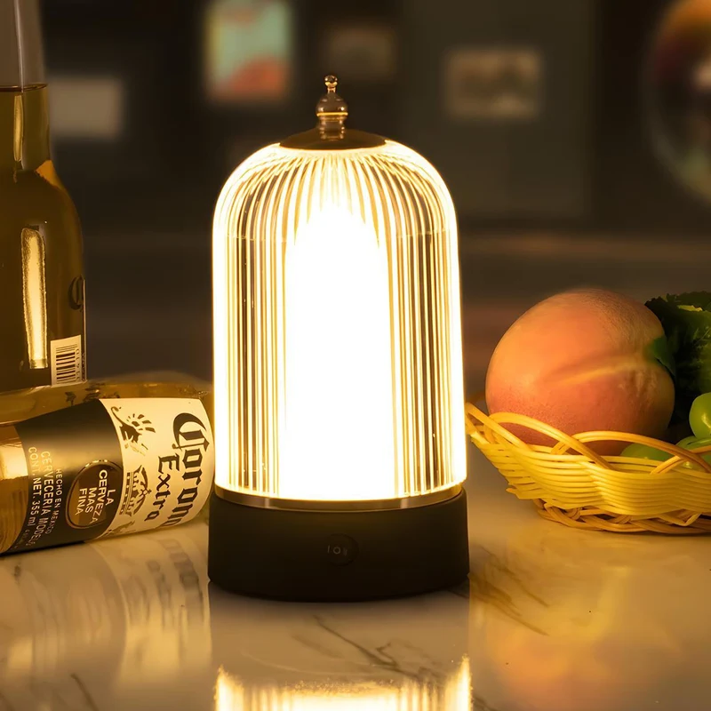 Draadloze Oplaadbare Tafellamp Dimbaar 3 Standen Aanraakbediening Sfeerlicht Nachtlampje Vintage Design | Sansoti