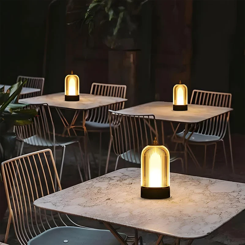 Draadloze Oplaadbare Tafellamp Dimbaar 3 Standen Aanraakbediening Sfeerlicht Nachtlampje Vintage Design | Sansoti