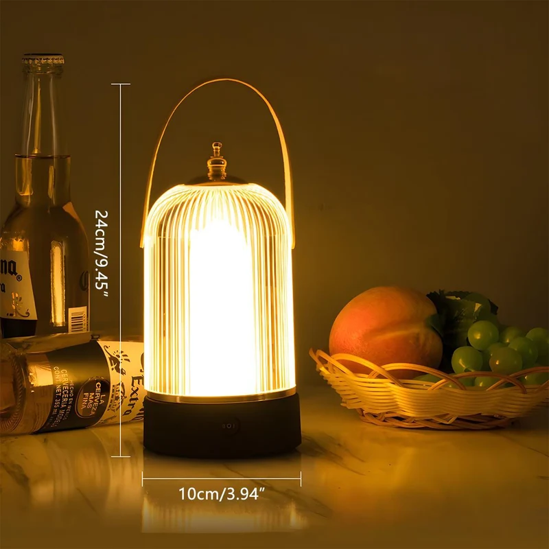 Draadloze Oplaadbare Tafellamp Dimbaar 3 Standen Aanraakbediening Sfeerlicht Nachtlampje Vintage Design | Sansoti