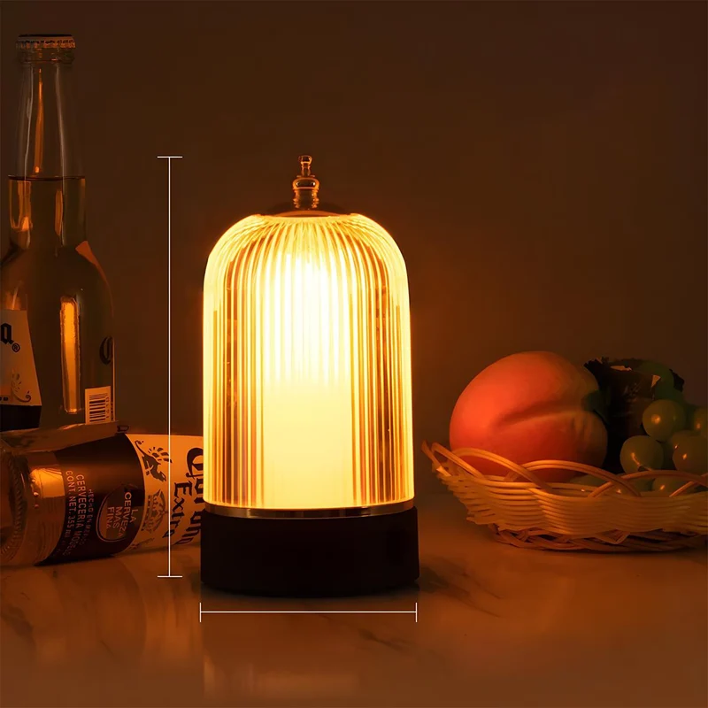 Draadloze Oplaadbare Tafellamp Dimbaar 3 Standen Aanraakbediening Sfeerlicht Nachtlampje Vintage Design | Sansoti