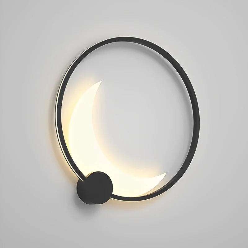 Maanvormige LED Wandlamp Buiten Waterdicht IP65 Zwart RVS voor Tuin Terras Entree Muurverlichting Buitenlamp | Sansoti