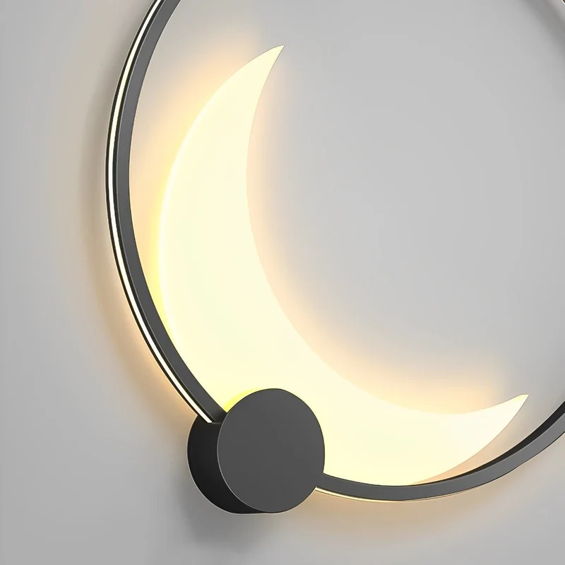 Maanvormige LED Wandlamp Buiten Waterdicht IP65 Zwart RVS voor Tuin Terras Entree Muurverlichting Buitenlamp | Sansoti
