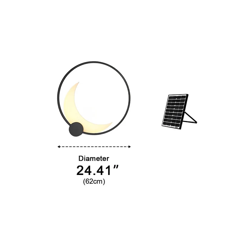 Maanvormige LED Wandlamp Buiten Waterdicht IP65 Zwart RVS voor Tuin Terras Entree Muurverlichting Buitenlamp | Sansoti