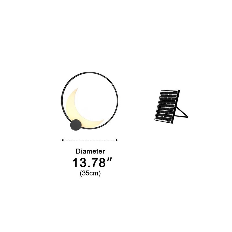 Maanvormige LED Wandlamp Buiten Waterdicht IP65 Zwart RVS voor Tuin Terras Entree Muurverlichting Buitenlamp | Sansoti