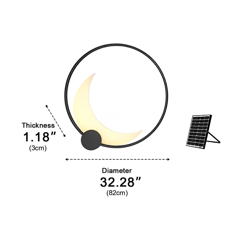 Maanvormige LED Wandlamp Buiten Waterdicht IP65 Zwart RVS voor Tuin Terras Entree Muurverlichting Buitenlamp | Sansoti