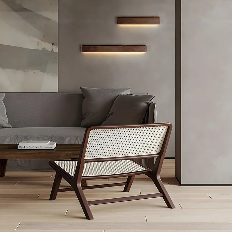 Houten Wandlamp LED Rechthoekig Notenhout Dimbaar 3 Standen Modern Scandinavisch Design Slaapkamer Woonkamer | Sansoti