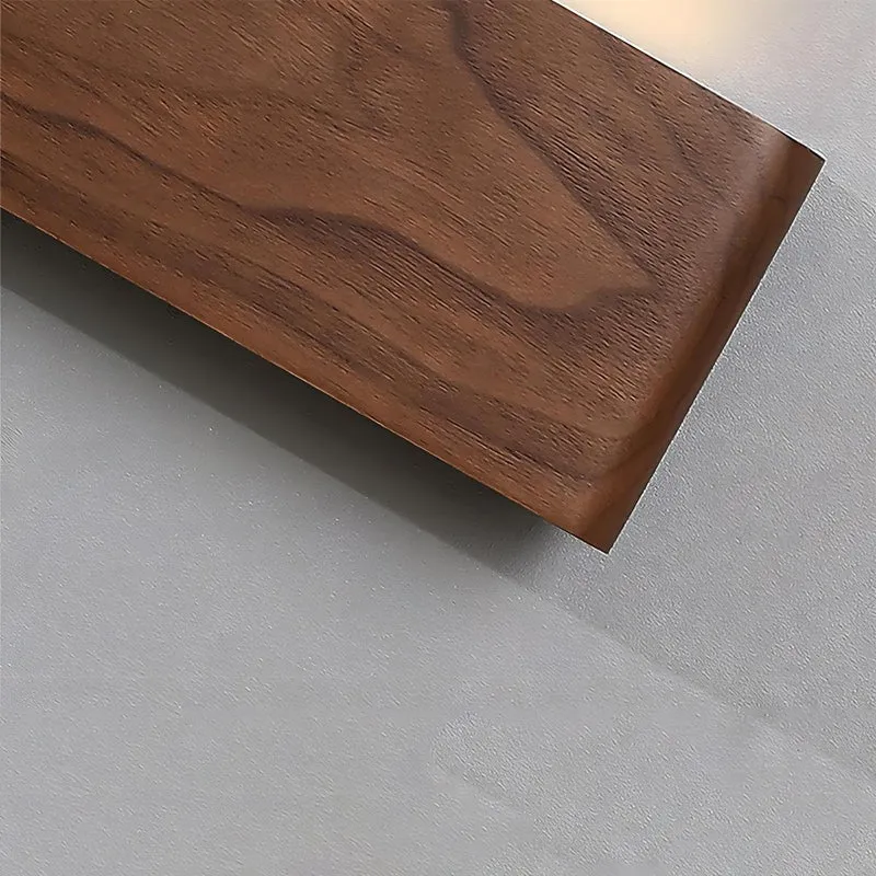 Houten Wandlamp LED Rechthoekig Notenhout Dimbaar 3 Standen Modern Scandinavisch Design Slaapkamer Woonkamer | Sansoti