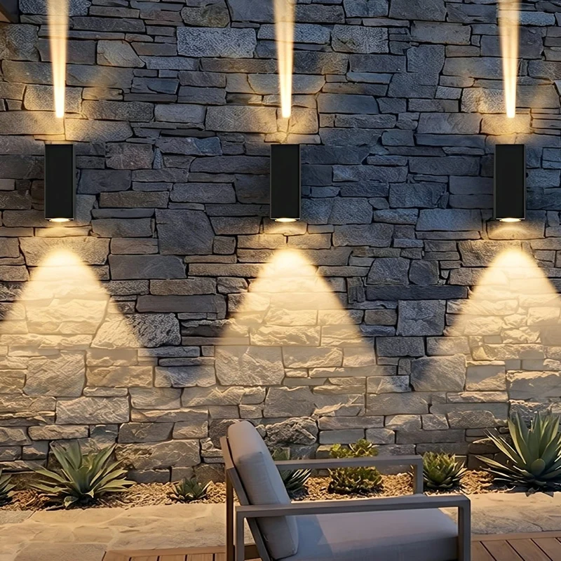 Aluminium Wandlamp LED Buitenverlichting IP65 Waterdicht Warm Wit Koel Wit Dubbele Lichtrichting Tuinverlichting | Sansoti