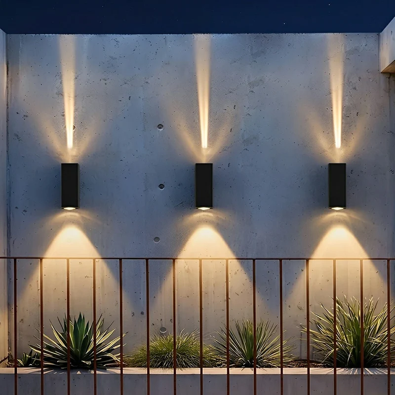 Aluminium Wandlamp LED Buitenverlichting IP65 Waterdicht Warm Wit Koel Wit Dubbele Lichtrichting Tuinverlichting | Sansoti