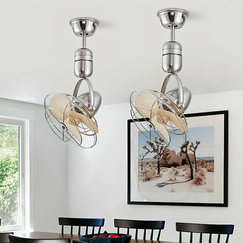 Plafond Wandventilator Vintage Zwenkbaar 6 Snelheden DC Motor Verstelbaar Rotatie Met Afstandsbediening | Sansoti