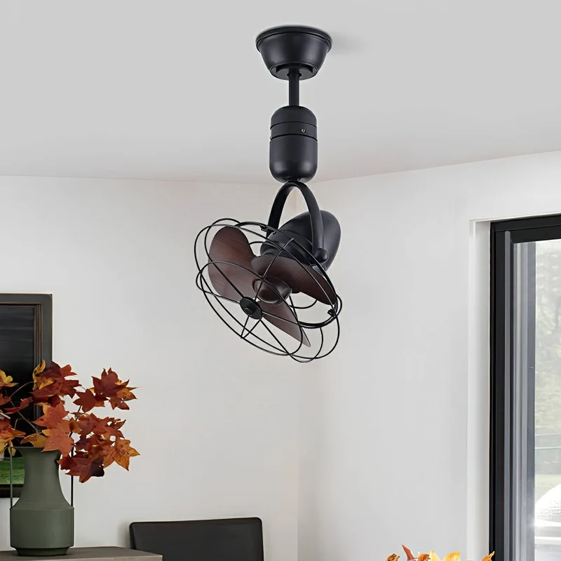 Plafond Wandventilator Vintage Zwenkbaar 6 Snelheden DC Motor Verstelbaar Rotatie Met Afstandsbediening | Sansoti
