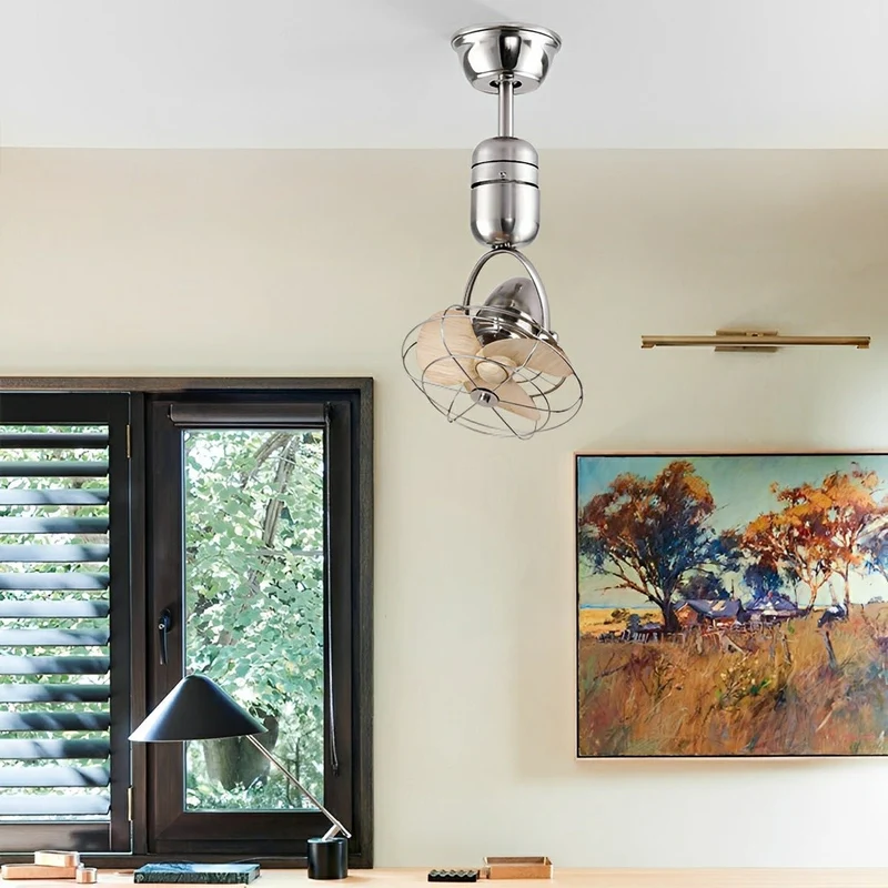 Plafond Wandventilator Vintage Zwenkbaar 6 Snelheden DC Motor Verstelbaar Rotatie Met Afstandsbediening | Sansoti