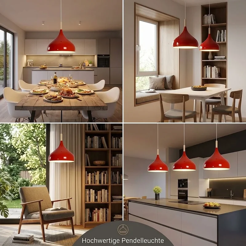 Skandinavische Pendelleuchte aus Holz & Metall Moderne Kücheninsel E27 ~3796