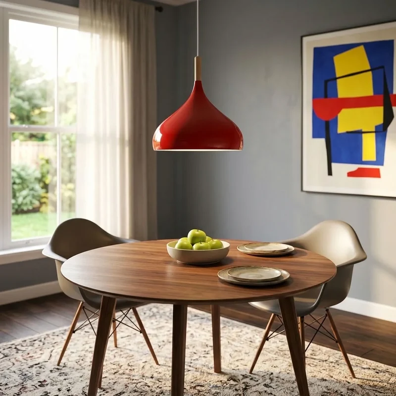 Skandinavische Pendelleuchte aus Holz & Metall Moderne Kücheninsel E27 ~3796