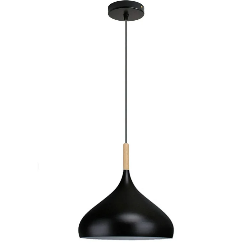 Skandinavische Pendelleuchte aus Holz & Metall Moderne Kücheninsel E27 ~3796