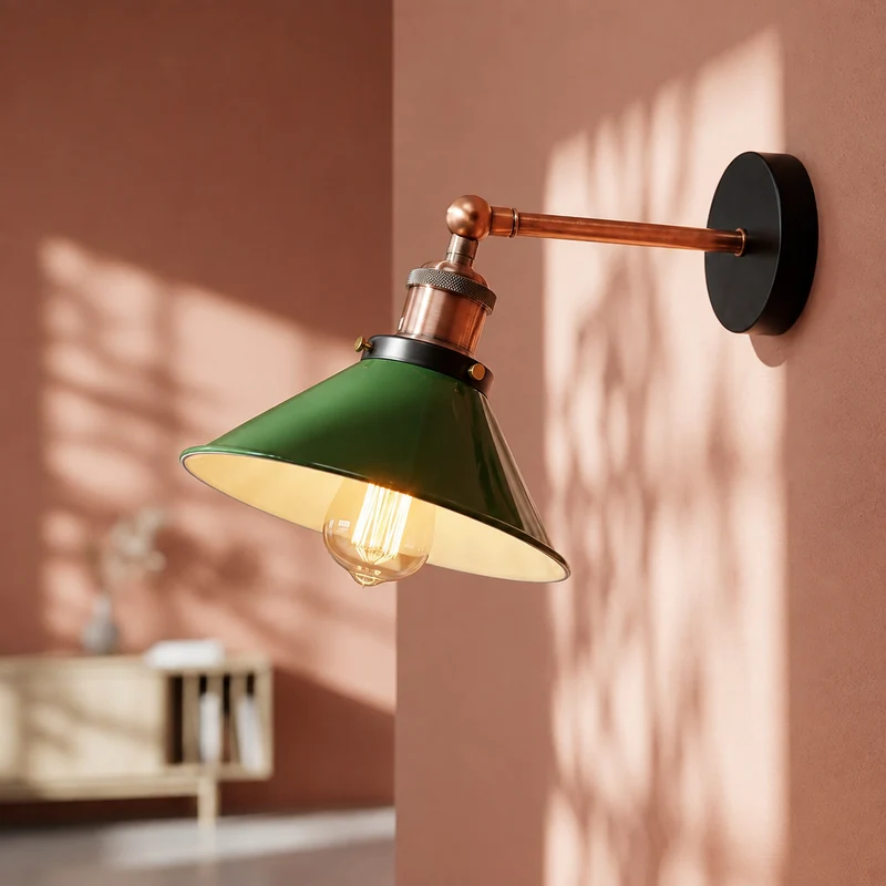 Retro Industrie Wandleuchte Farbig Kegelschirm Verstellbar E27 ~3710