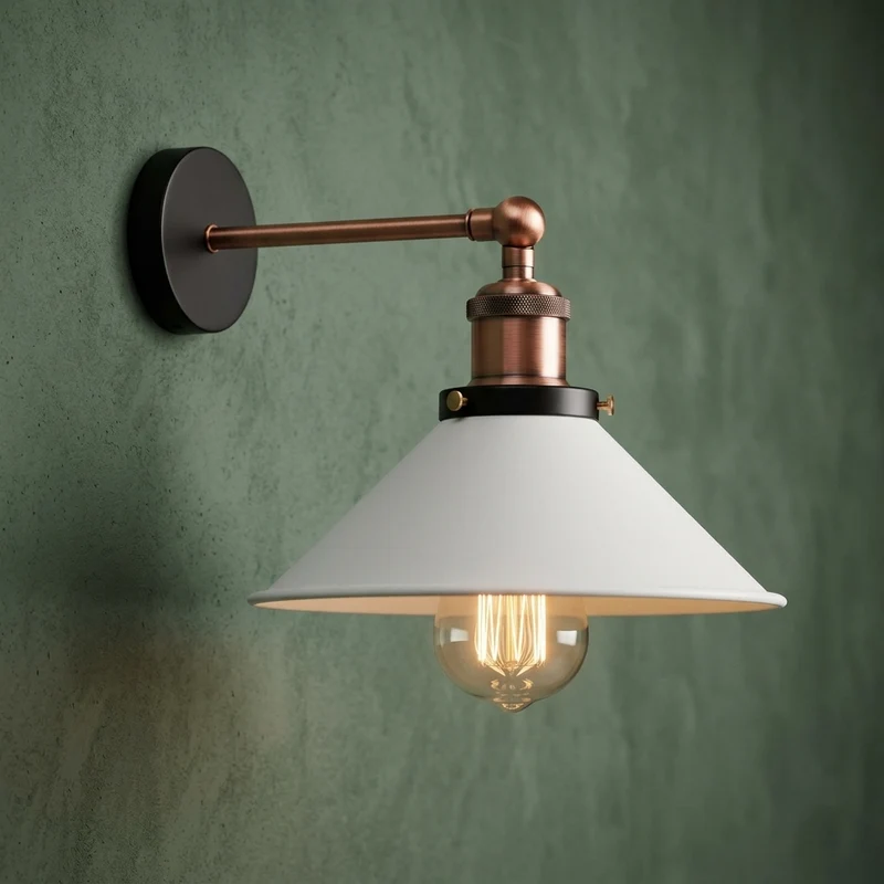 Retro Industrie Wandleuchte Farbig Kegelschirm Verstellbar E27 ~3710