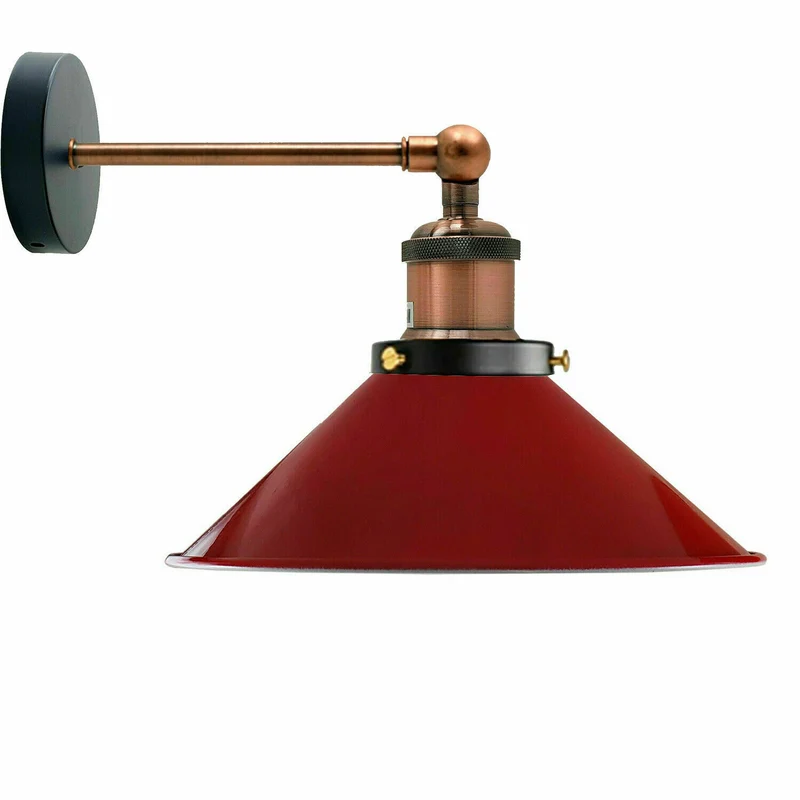 Retro Industrie Wandleuchte Farbig Kegelschirm Verstellbar E27 ~3710