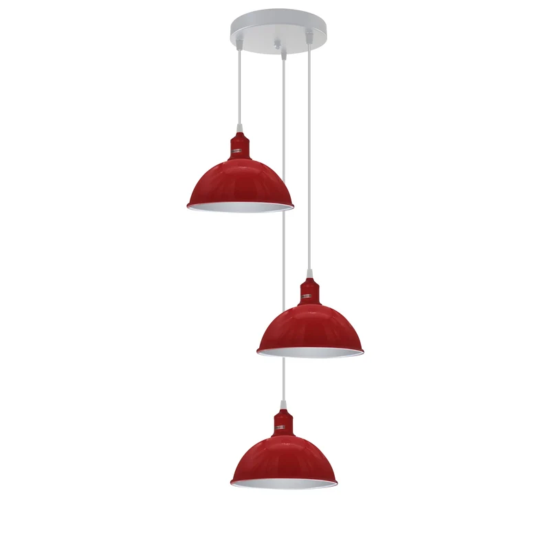 3 Flammige Farben Pendelleuchte Metall Halbkugel Cluster E27 - Ø 21cm ~3707