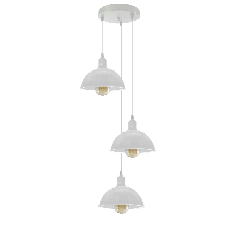 3 Flammige Farben Pendelleuchte Metall Halbkugel Cluster E27 - Ø 21cm ~3707