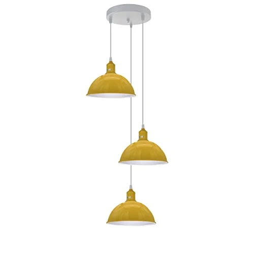 3 Flammige Farben Pendelleuchte Metall Halbkugel Cluster E27 - Ø 21cm ~3707