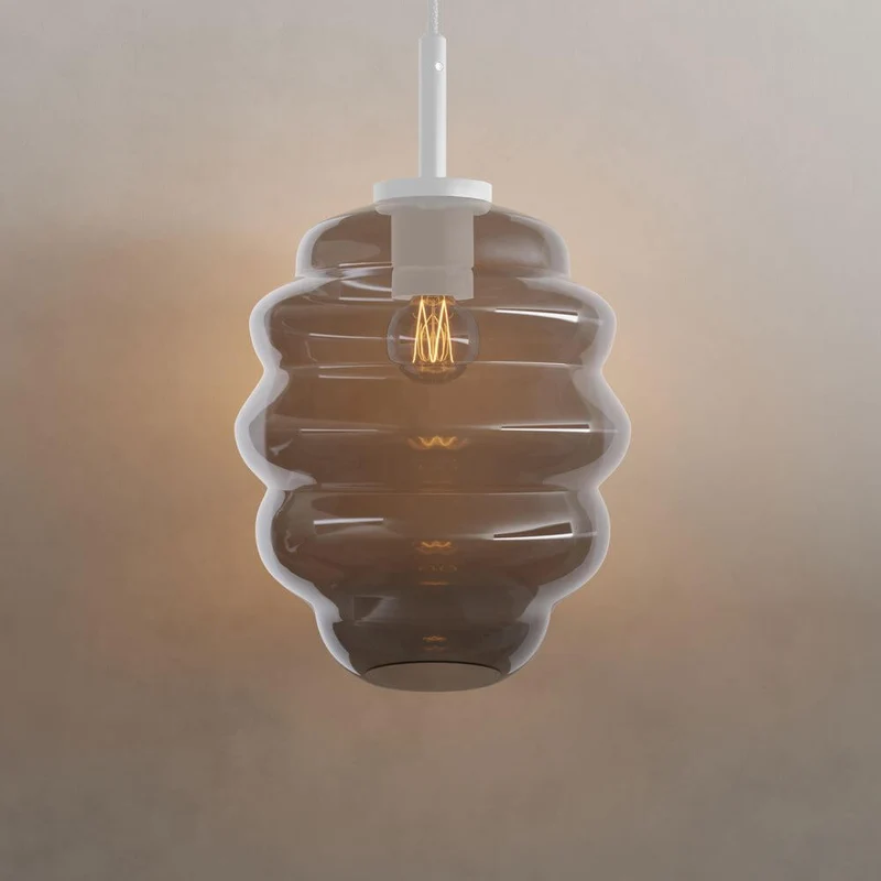 s.luce Echos Glas-Hängelampe Aufhängung 150cm Weiß