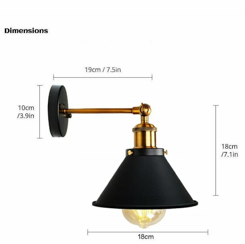 All Seasons Life Vintage Wandleuchte Industrial Metall E27 Innen ~3829