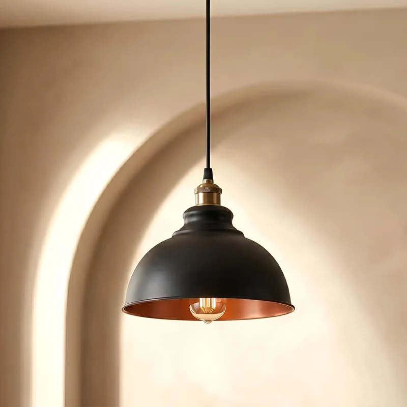 Hängelampe Schwarz innen Gold | E27 ~3852