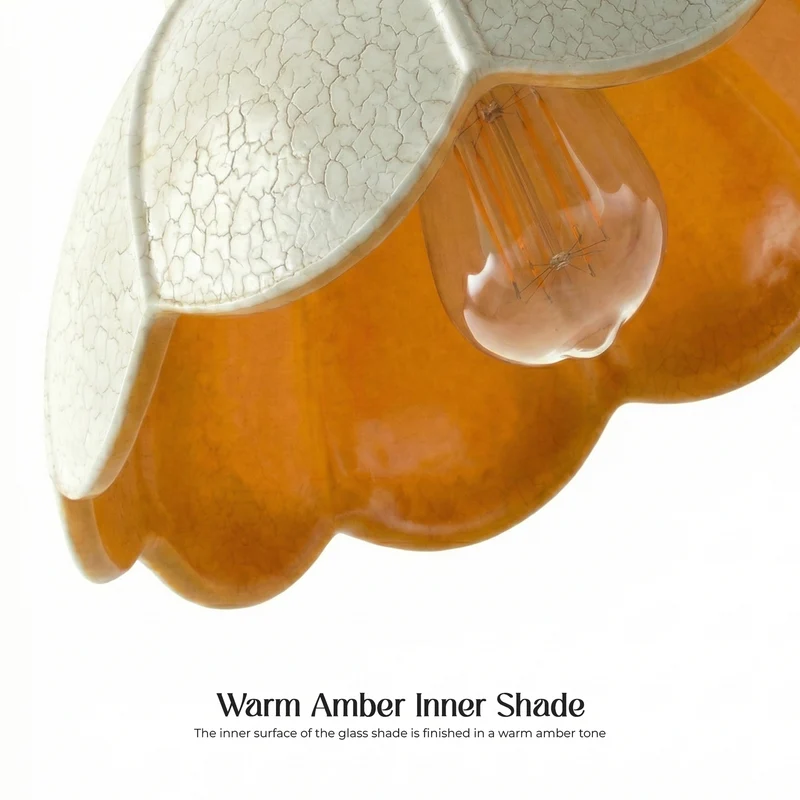 Vintage-Deckenleuchte im Semi-Flush-Stil, 20 cm, weißer Glasschirm~3670