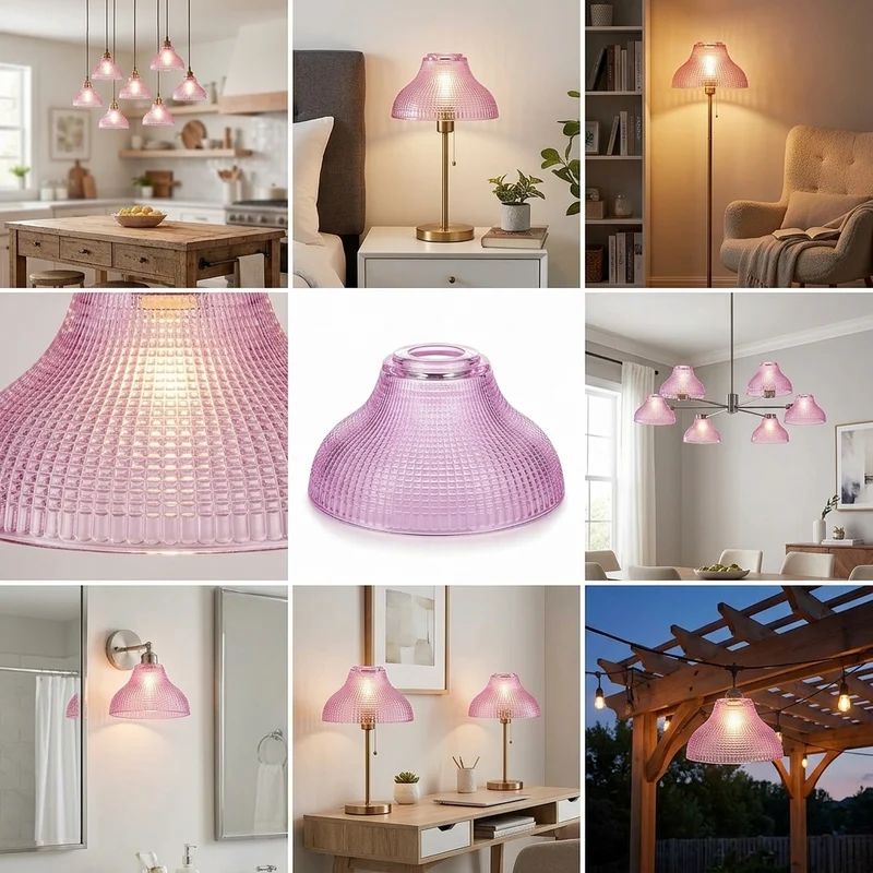 Lila Glaslampenschirm im Vintage-Stil für lampen~3759
