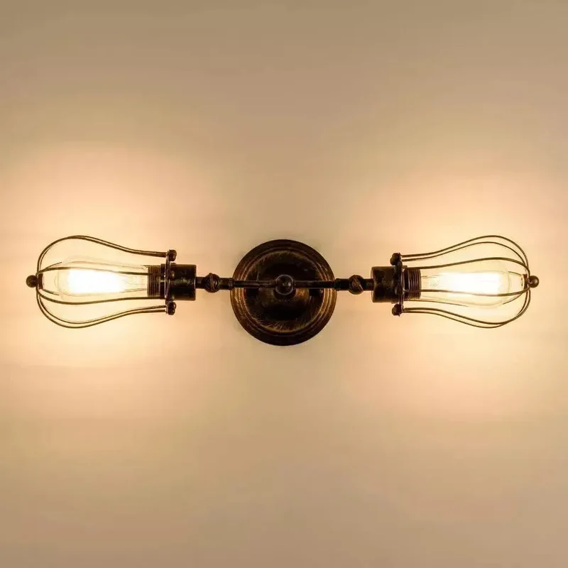 Wandleuchte Industrial Drahtkäfig E27 Vintage Wandlampe~3153