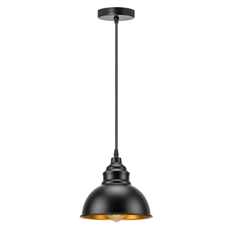 Industrie Hängelampe Schwarz Gold | Küche Esstisch Leuchten (1er/3er Set)~3725