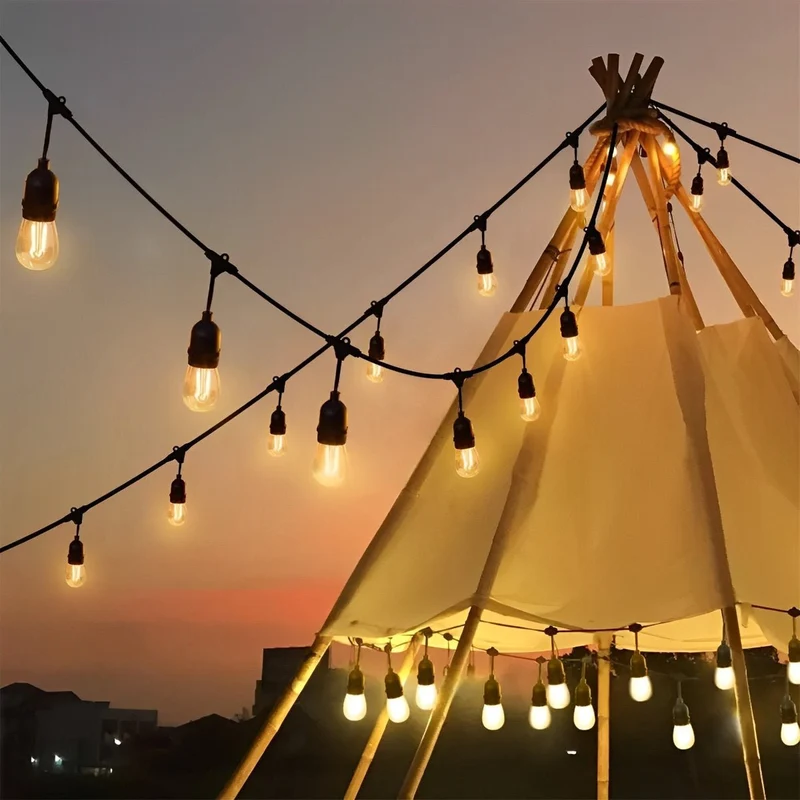 Waterdichte LED Lichtsnoer Buiten 10-30 Lampen Retro Sfeerverlichting Tuin Terras Balkon IP55 Dimbaar Feestverlichting | Sansoti