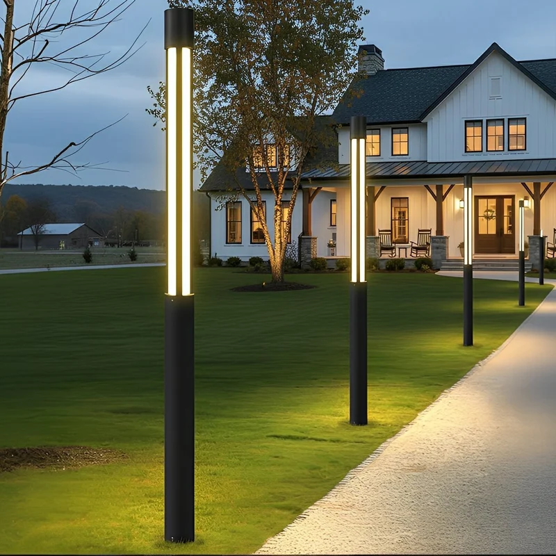 Cilindervormige Buitenpaal LED Zwart Tuinverlichting Padverlichting Waterdicht Aluminium Tuinlamp Modern | Sansoti