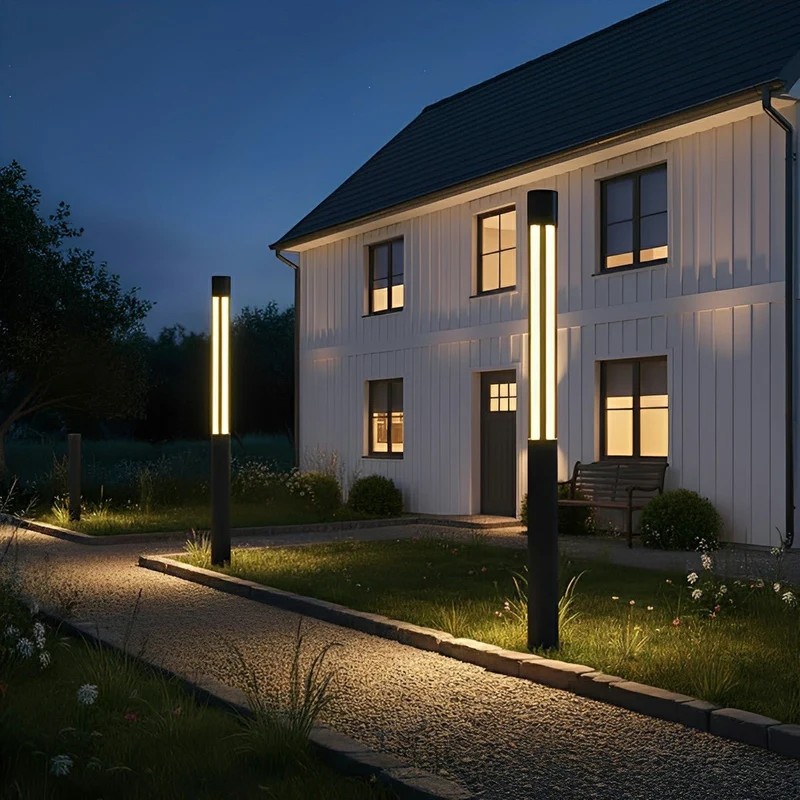 Cilindervormige Buitenpaal LED Zwart Tuinverlichting Padverlichting Waterdicht Aluminium Tuinlamp Modern | Sansoti