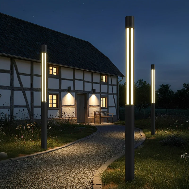 Cilindervormige Buitenpaal LED Zwart Tuinverlichting Padverlichting Waterdicht Aluminium Tuinlamp Modern | Sansoti