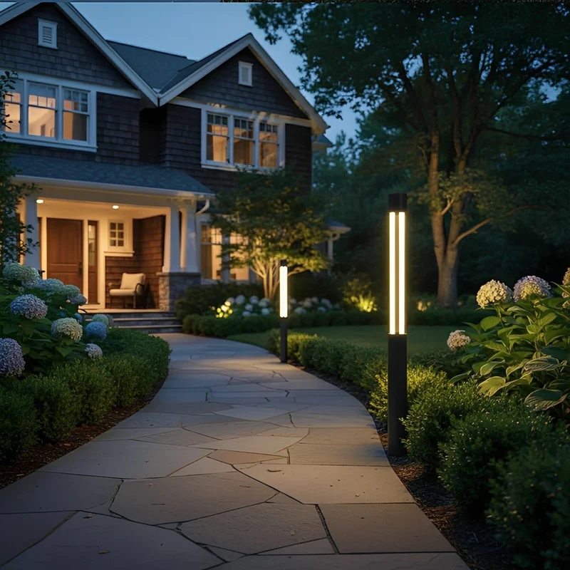 Cilindervormige Buitenpaal LED Zwart Tuinverlichting Padverlichting Waterdicht Aluminium Tuinlamp Modern | Sansoti