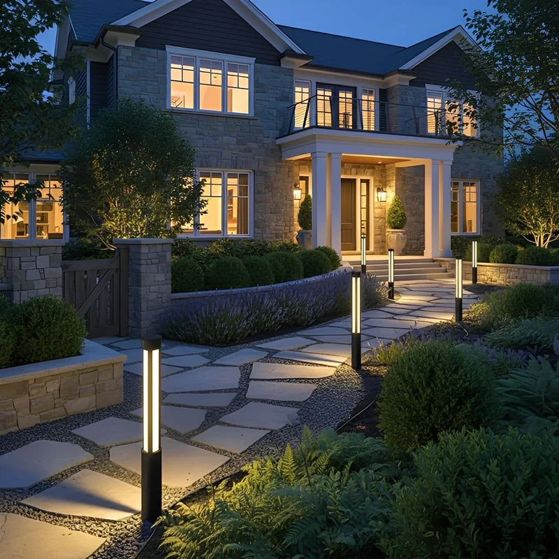 Cilindervormige Buitenpaal LED Zwart Tuinverlichting Padverlichting Waterdicht Aluminium Tuinlamp Modern | Sansoti