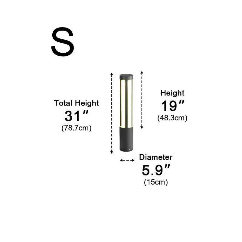 Cilindervormige Buitenpaal LED Zwart Tuinverlichting Padverlichting Waterdicht Aluminium Tuinlamp Modern | Sansoti