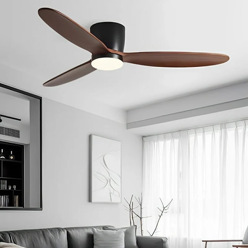 Plafondventilator met Verlichting 6 Snelheden Houtnerf DC Motor Omkeerbaar Timer Modern Design Woonkamer | Sansoti
