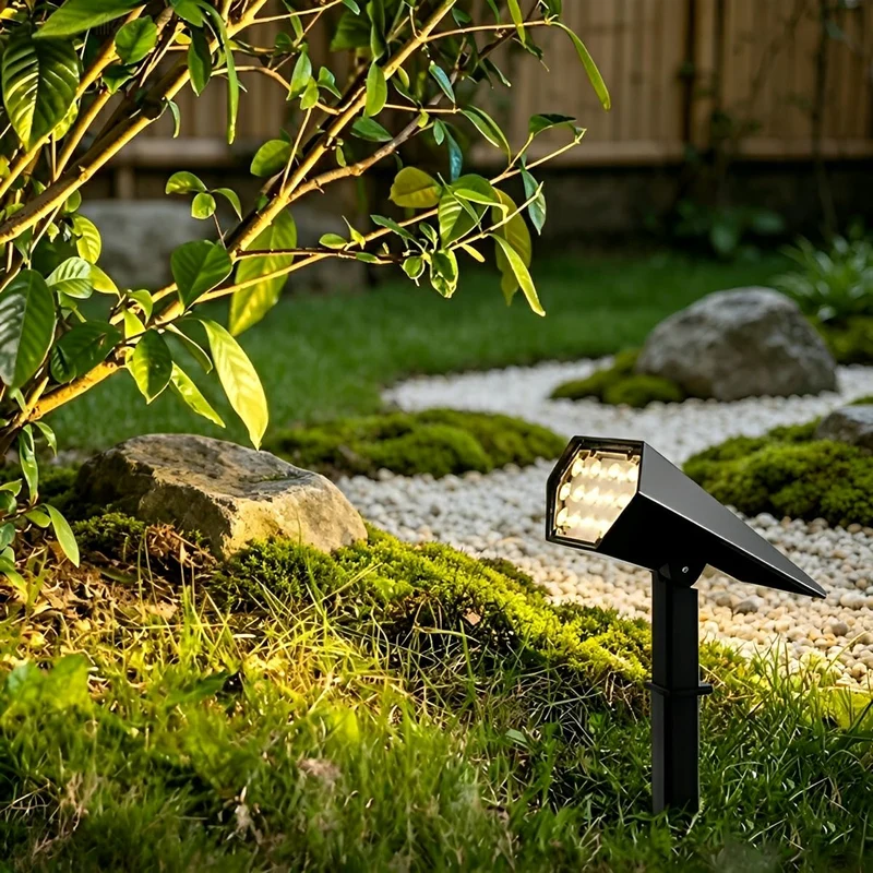 Verstelbare Solar Tuinspot LED IP65 Waterdicht Zwart Warm Wit RGB Buitenverlichting 3m Bereik voor Tuin Terras | Sansoti