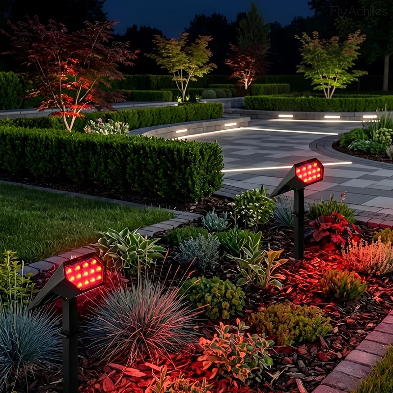 Verstelbare Solar Tuinspot LED IP65 Waterdicht Zwart Warm Wit RGB Buitenverlichting 3m Bereik voor Tuin Terras | Sansoti