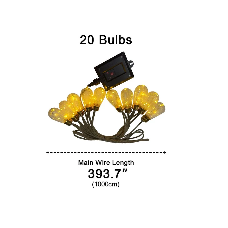 Zonnelampen Lichtslinger 9.5m Waterdicht IP55 Warm Wit LED Retro Sfeerverlichting Tuin Terras Buiten | Sansoti