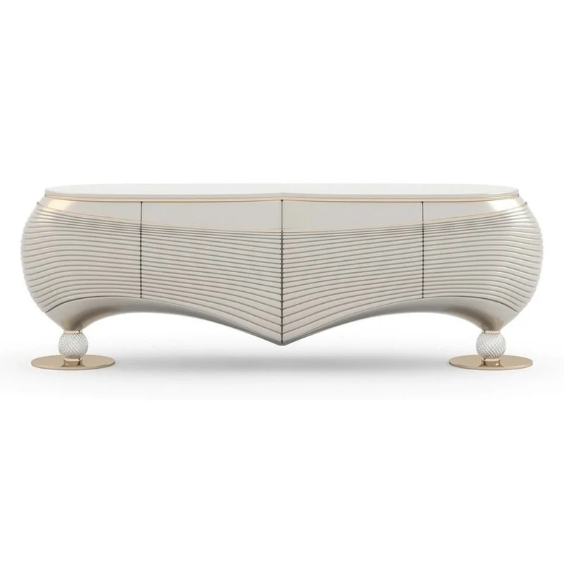 Casa Padrino Luxus Konsolentisch Beige / Weiß - Hochwertige Verarbeitung - Moderne Flur Möbel - Luxus Qualität