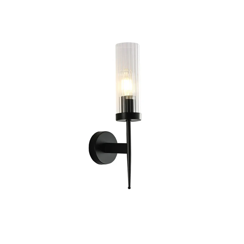 Wandlamp Geribbeld Glas Vintage Art Deco E27 Goud Chroom Nikkel Zwart Dimbaar Cilinder | Sansoti