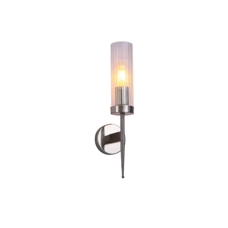 Wandlamp Geribbeld Glas Vintage Art Deco E27 Goud Chroom Nikkel Zwart Dimbaar Cilinder | Sansoti