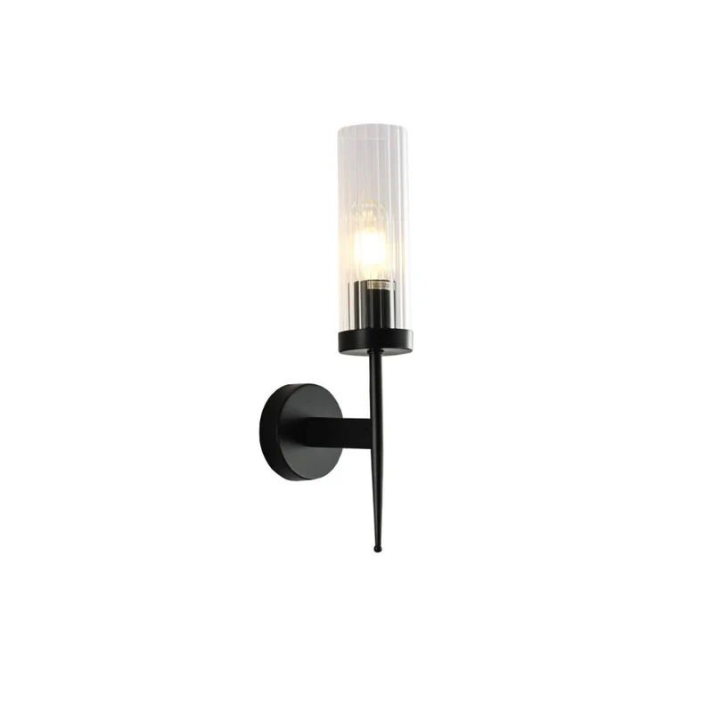 Wandlamp Geribbeld Glas Vintage Art Deco E27 Goud Chroom Nikkel Zwart Dimbaar Cilinder | Sansoti