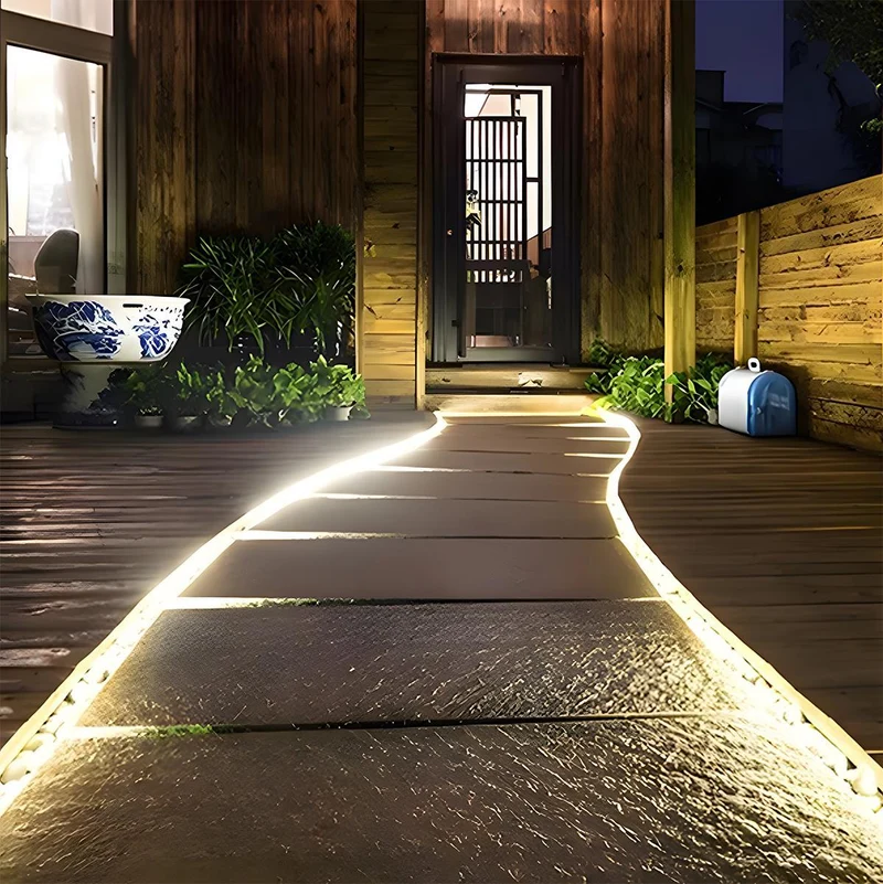 Flexibele Solar LED-strip Buiten Waterdicht 3000K Warm Licht Inbouwverlichting Zonne-energie Tuin Sfeerverlichting | Sansoti
