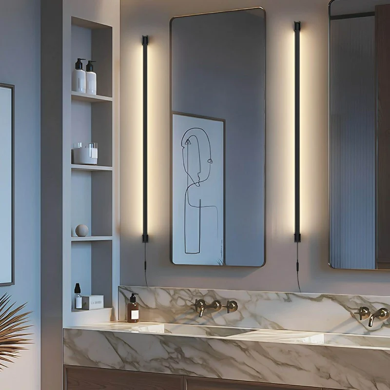 Draaibare LED Wandlamp Strip Zwart Wit Minimalistisch Design Verstelbaar 360 Graden Sfeervol Accent Modern | Sansoti
